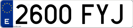 Ejemplo de matrícula de coche ordinaria 2600 FYJ