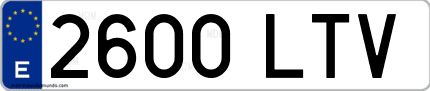 Ejemplo de matrícula de coche ordinaria 2600 LTV