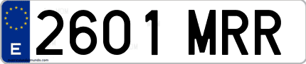 Ejemplo de matrícula de coche ordinaria 2601 MRR