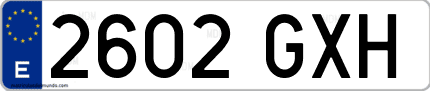 Ejemplo de matrícula de coche ordinaria 2602 GXH