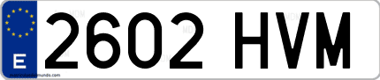 Ejemplo de matrícula de coche ordinaria 2602 HVM