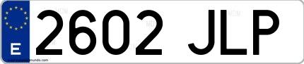 Ejemplo de matrícula española 2602 JLP