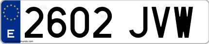 Ejemplo de matrícula de coche ordinaria 2602 JVW