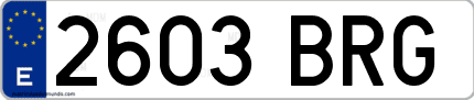 Ejemplo de matrícula de coche ordinaria 2603 BRG
