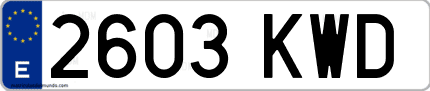 Ejemplo de matrícula de coche ordinaria 2603 KWD