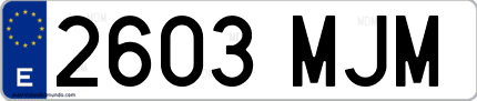 Ejemplo de matrícula de coche ordinaria 2603 MJM