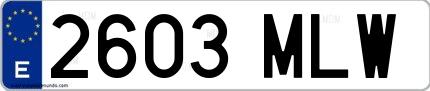 Ejemplo de matrícula española 2603 MLW