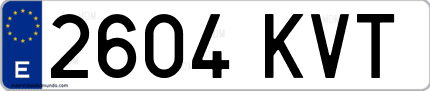 Ejemplo de matrícula de coche ordinaria 2604 KVT