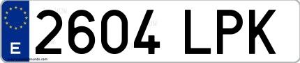 Ejemplo de matrícula española 2604 LPK