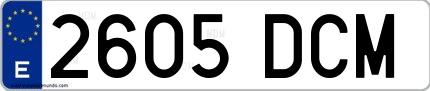 Ejemplo de matrícula española 2605 DCM