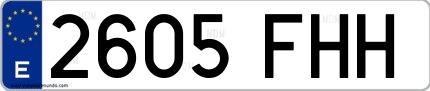 Ejemplo de matrícula española 2605 FHH