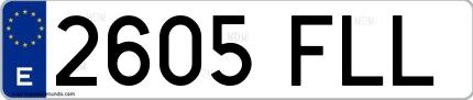 Ejemplo de matrícula española 2605 FLL