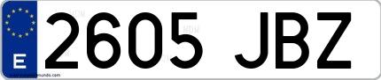 Ejemplo de matrícula española 2605 JBZ