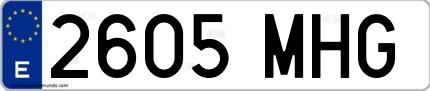 Ejemplo de matrícula española 2605 MHG