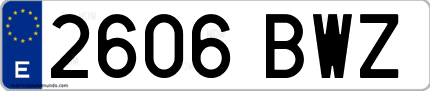 Ejemplo de matrícula de coche ordinaria 2606 BWZ