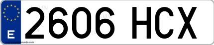 Ejemplo de matrícula española 2606 HCX