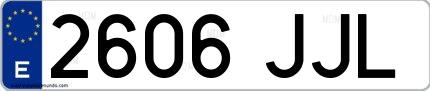 Ejemplo de matrícula española 2606 JJL