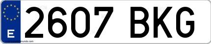 Ejemplo de matrícula española 2607 BKG