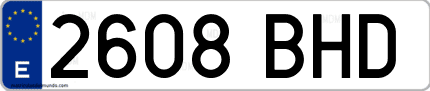 Ejemplo de matrícula de coche ordinaria 2608 BHD