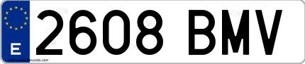 Ejemplo de matrícula española 2608 BMV
