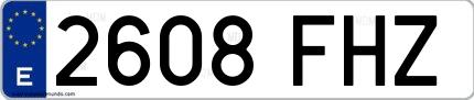Ejemplo de matrícula española 2608 FHZ