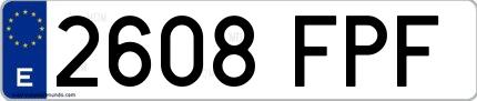 Ejemplo de matrícula española 2608 FPF