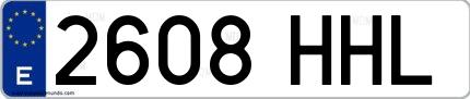 Ejemplo de matrícula española 2608 HHL