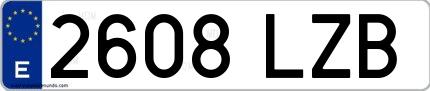 Ejemplo de matrícula española 2608 LZB