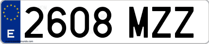 Ejemplo de matrícula de coche ordinaria 2608 MZZ