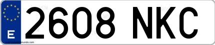 Ejemplo de matrícula española 2608 NKC