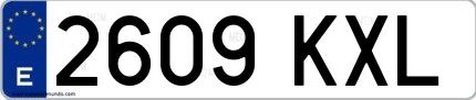 Ejemplo de matrícula española 2609 KXL