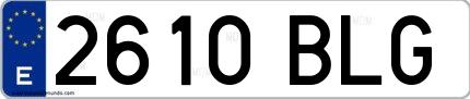 Ejemplo de matrícula española 2610 BLG