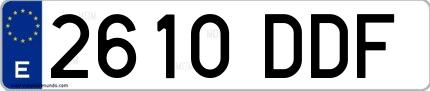 Ejemplo de matrícula española 2610 DDF