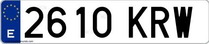 Ejemplo de matrícula española 2610 KRW