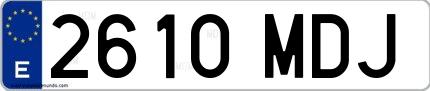 Ejemplo de matrícula de coche ordinaria 2610 MDJ