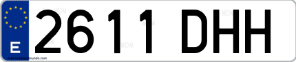 Ejemplo de matrícula de coche ordinaria 2611 DHH