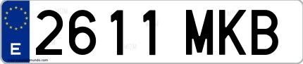 Ejemplo de matrícula española 2611 MKB