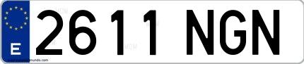 Ejemplo de matrícula española 2611 NGN