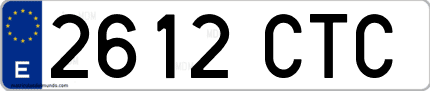Ejemplo de matrícula de coche ordinaria 2612 CTC