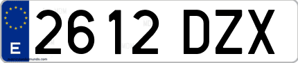 Ejemplo de matrícula de coche ordinaria 2612 DZX