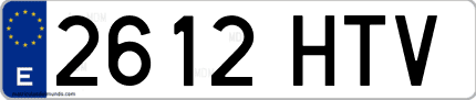Ejemplo de matrícula de coche ordinaria 2612 HTV