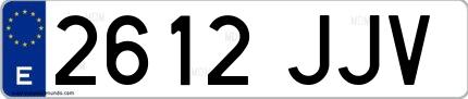 Ejemplo de matrícula española 2612 JJV