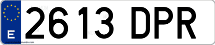 Ejemplo de matrícula de coche ordinaria 2613 DPR