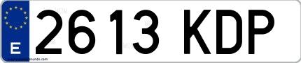 Ejemplo de matrícula española 2613 KDP