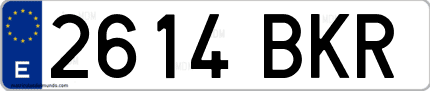 Ejemplo de matrícula de coche ordinaria 2614 BKR