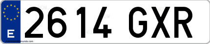 Ejemplo de matrícula de coche ordinaria 2614 GXR