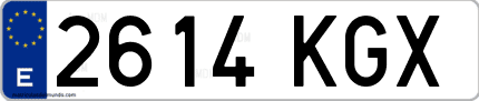 Ejemplo de matrícula de coche ordinaria 2614 KGX