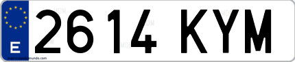 Ejemplo de matrícula de coche ordinaria 2614 KYM