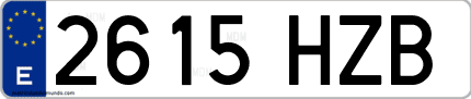 Ejemplo de matrícula de coche ordinaria 2615 HZB