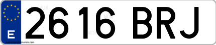 Ejemplo de matrícula de coche ordinaria 2616 BRJ